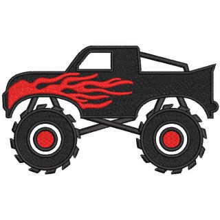 Truck with fire decor embroidery design - Embroidery Design