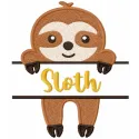 Sloth Monogram Embroidery Design - Aussie Wildlife Motif