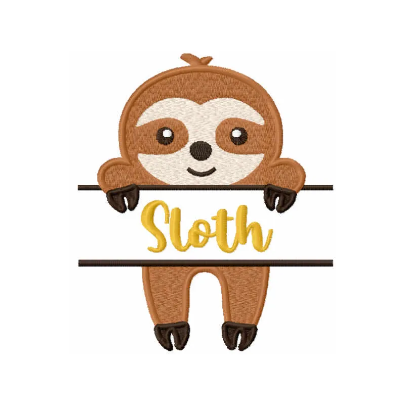 Sloth Monogram Embroidery Design - Aussie Wildlife Motif