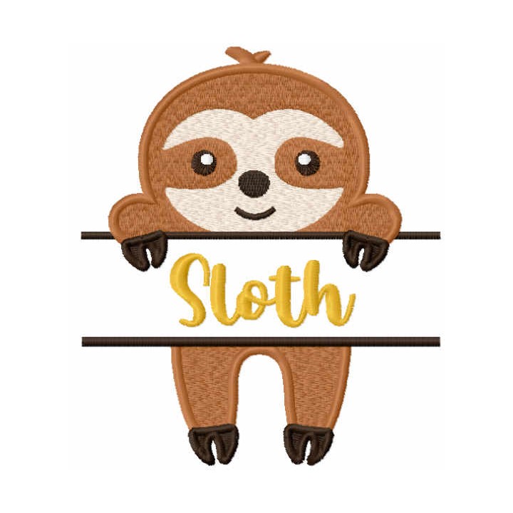 Sloth monogram embroidery design - Embroidery Design