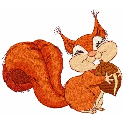 Playful Squirrel with Nuts Stitching Pattern
