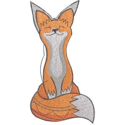 Charming Meditating Fox Embroidery Design