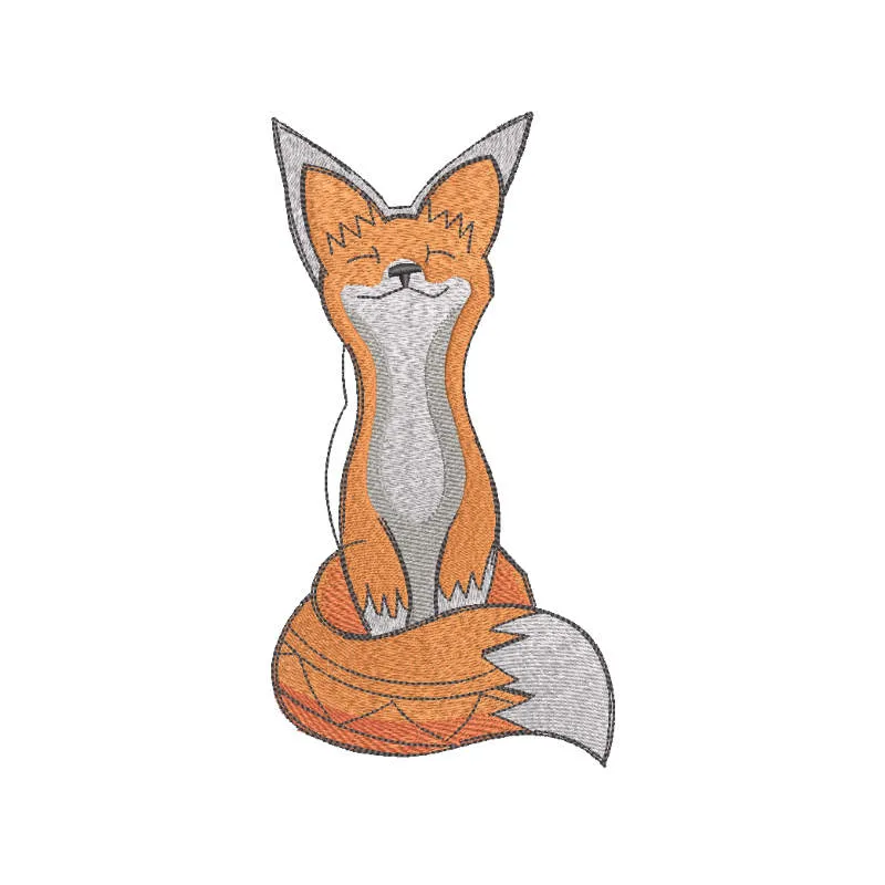 Charming Meditating Fox Embroidery Design
