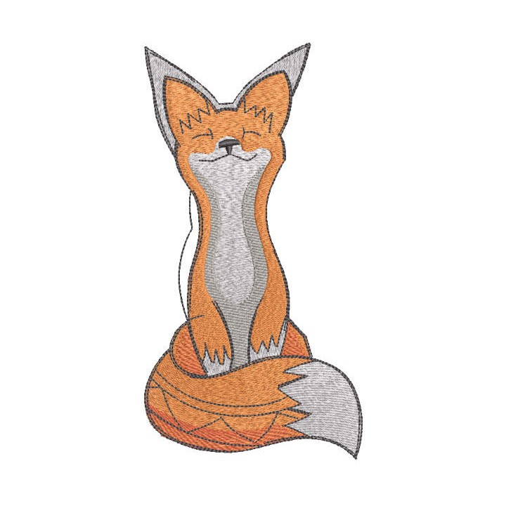 Meditating fox embroidery design - Embroidery Design