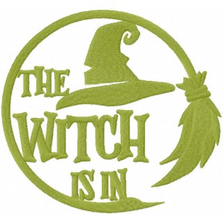 Witch badge one colored embroidery design - Embroidery Design