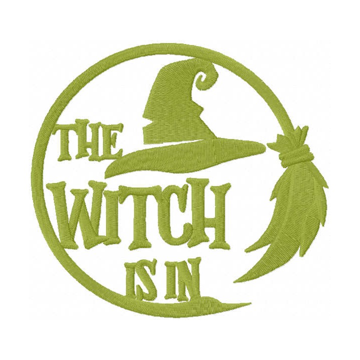 Witch badge one colored embroidery design - Embroidery Design