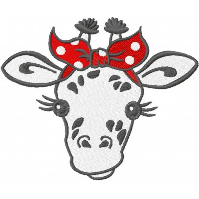 Charming Giraffe Head with Bandana Embroidery Design
