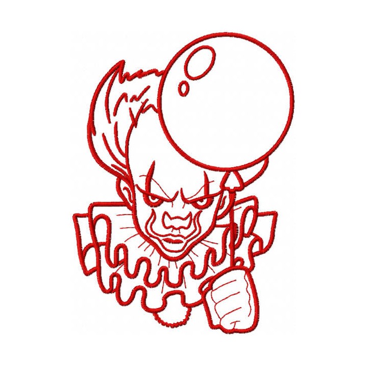 Red Joker with balloon embroidery design - Embroidery Design