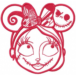 Sally mickey mouse ears one color embroidery design - Embroidery Design