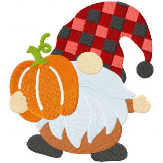 Fall gnome with pumkin embroidery design - Embroidery Design