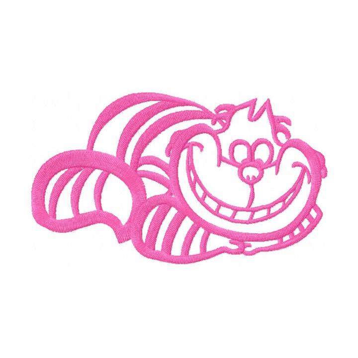 Pink Cheshire cat embroidery design - Embroidery Design