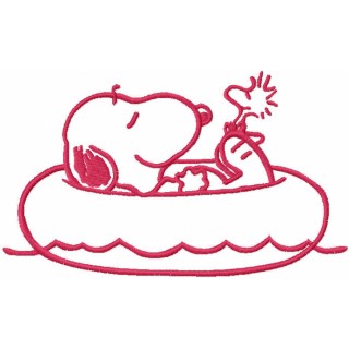 Peanuts snoopy inflatable pool embroidery design - Embroidery Design