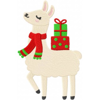 Christmas llama embroidery design - Embroidery Design