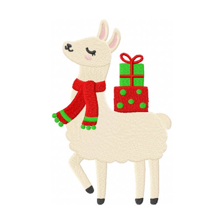 Christmas llama embroidery design - Embroidery Design