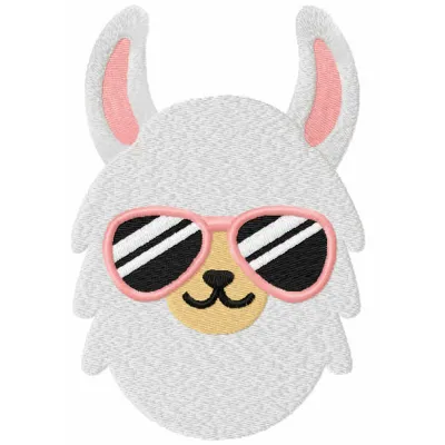 Trendy Llama Pink Sunglasses Embroidery Design Download