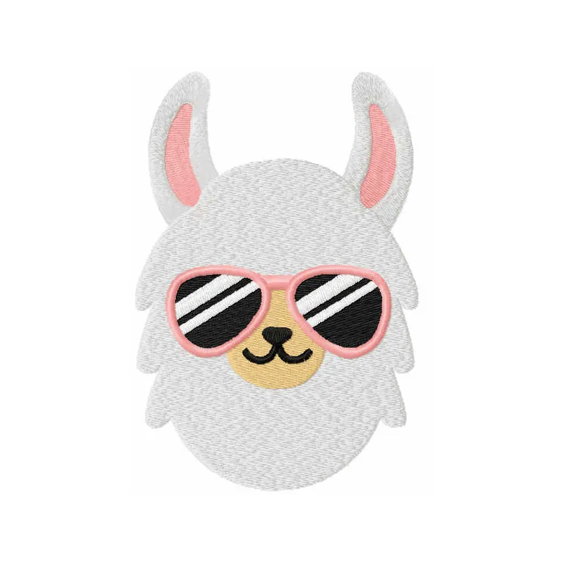Trendy Llama Pink Sunglasses Embroidery Design Download