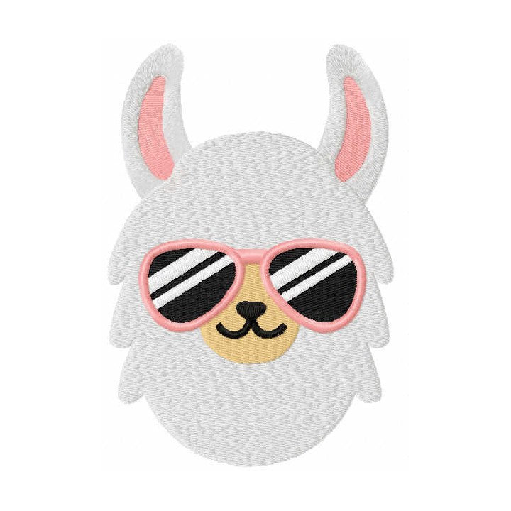 Llama in pink sunglasses embroidery design - Embroidery Design
