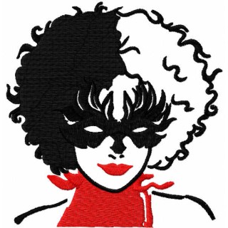 Cruella fashion mask embroidery design - Embroidery Design