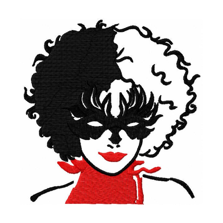 Cruella fashion mask embroidery design - Embroidery Design