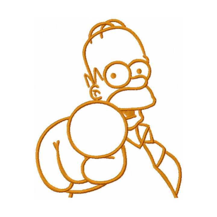 Homer simpson points to you one colored embroidery design - Embroidery Design