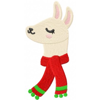 Christmas llama with red scarf embroidery design - Embroidery Design