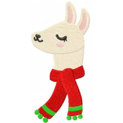 Festive Llama with Red Scarf Stitching Pattern