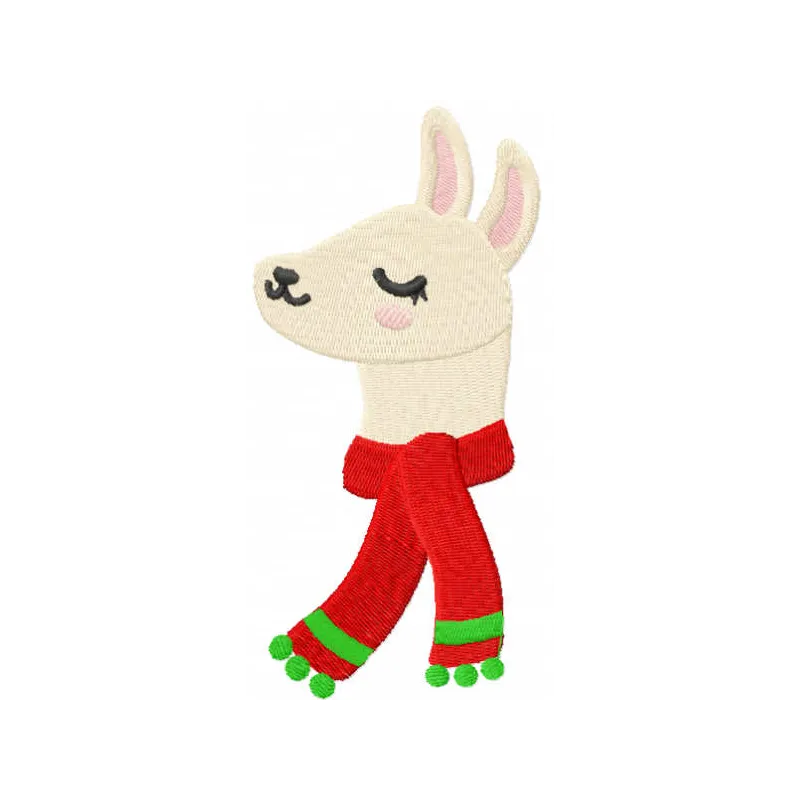 Festive Llama with Red Scarf Stitching Pattern