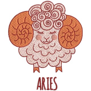 Aries zodiac sign embroidery design - Embroidery Design