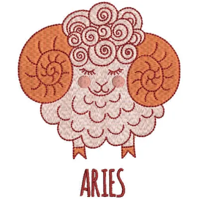 Aries Embroidery Art Capturing Fiery Spirit and Bold Energy