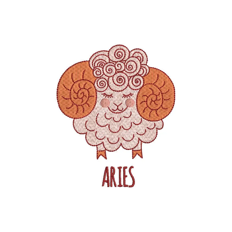 Aries Embroidery Art Capturing Fiery Spirit and Bold Energy