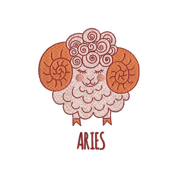 Aries zodiac sign embroidery design - Embroidery Design