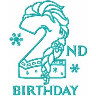 Frozen second birthday one colored embroidery design - Embroidery Design