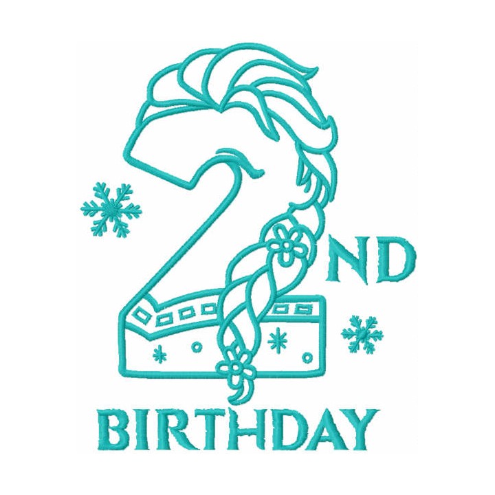 Frozen second birthday one colored embroidery design - Embroidery Design