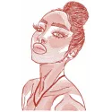 Elegant Woman’s Silhouette in Delicate Embroidery Art