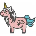 Whimsical Pink Unipony Enchanting Embroidery Art