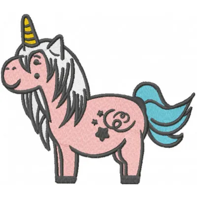 Whimsical Pink Unipony Enchanting Embroidery Art