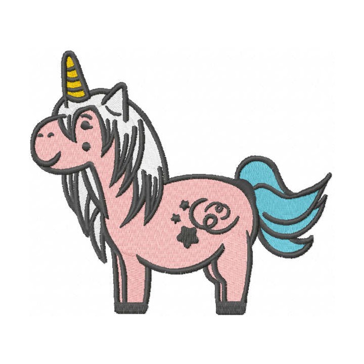Pink unipony embroidery design - Embroidery Design