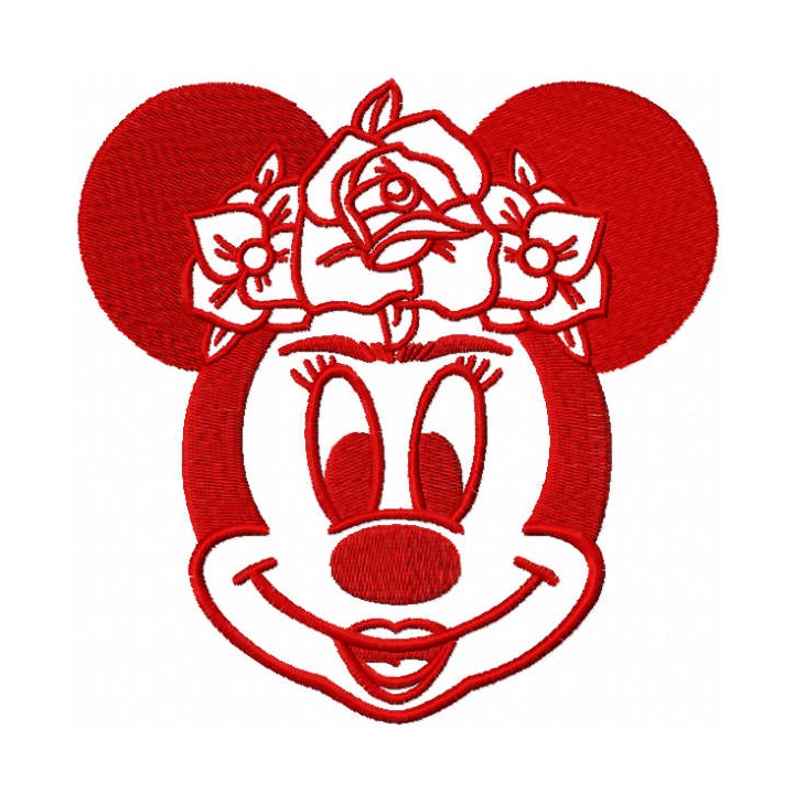 Minnie frida red color embroidery design - Embroidery Design