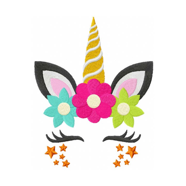 Summer star unicorn embroidery design - Embroidery Design