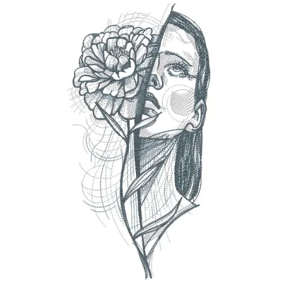 Embroidery design featuring the phrase 'Soul of a girl is like a flower' with floral accents.