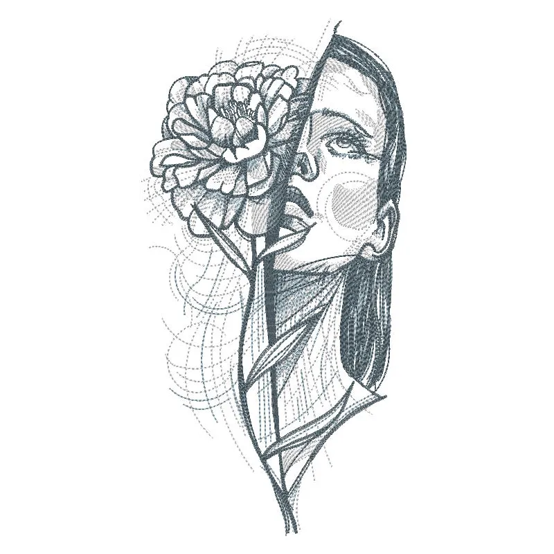 Embroidery design featuring the phrase 'Soul of a girl is like a flower' with floral accents.