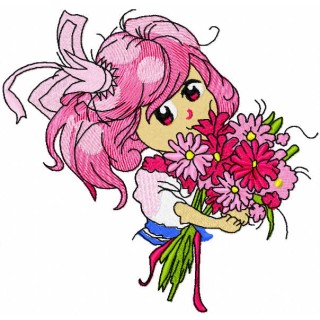 Malvina with flower bouquet embroidery design - Embroidery Design