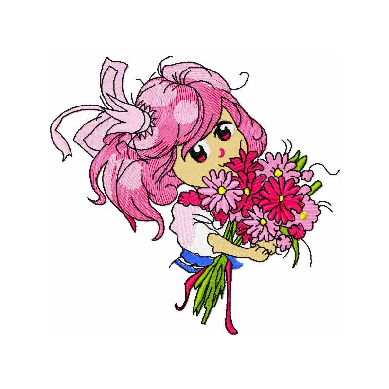 Malvina’s Blooming Bouquet: A Whimsical Floral Portrait