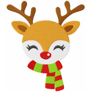 Deer Rudolph in a scarf embroidery design - Embroidery Design