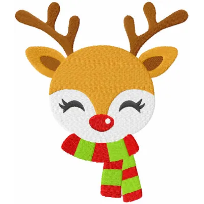 Reindeer in Scarf Stitching Pattern for Christmas