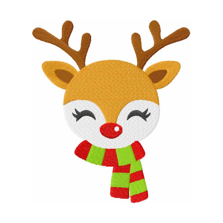 Deer Rudolph in a scarf embroidery design - Embroidery Design