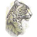 Jaguar branch sketch embroidery design featuring intricate details of a jaguar on a branch.