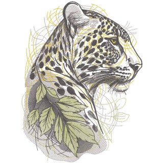 Jaguar branch sketch embroidery design - Embroidery Design