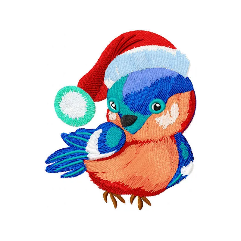 Festive Bullfinch with Santa Hat Stitching Pattern