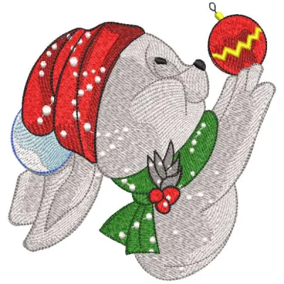 Festive Bunny in Knitted Hat Christmas Ornament Stitching P…